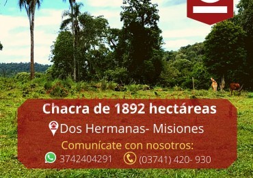 Chacra de 1892 hectáreas